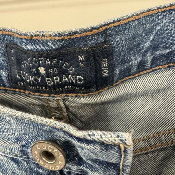 Lucky Brand Jeans Blue Sienna Slim Boyfriend Distressed Ripped Boho Tribal 10/30 - Picture 8 of 16